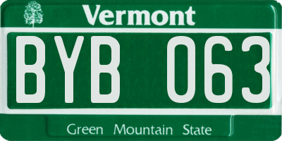 VT license plate BYB063