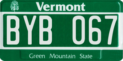 VT license plate BYB067
