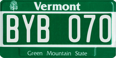 VT license plate BYB070