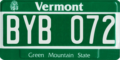 VT license plate BYB072