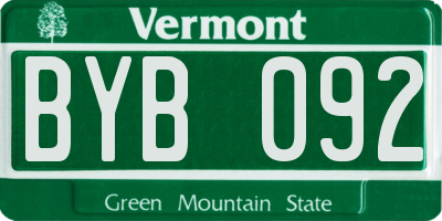 VT license plate BYB092