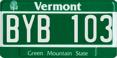 VT license plate BYB103