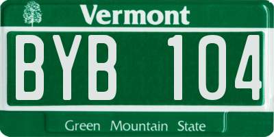 VT license plate BYB104
