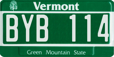 VT license plate BYB114