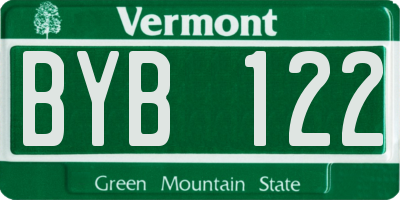 VT license plate BYB122