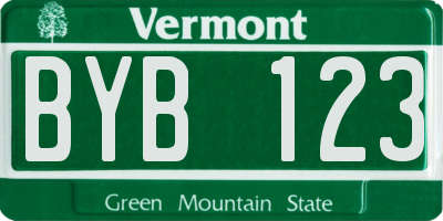 VT license plate BYB123