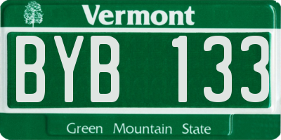 VT license plate BYB133
