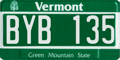 VT license plate BYB135