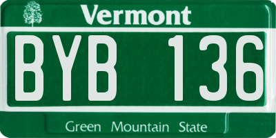 VT license plate BYB136