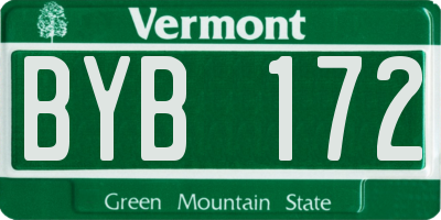 VT license plate BYB172