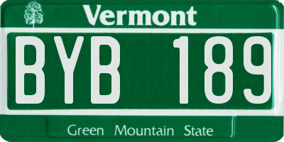 VT license plate BYB189