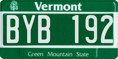 VT license plate BYB192