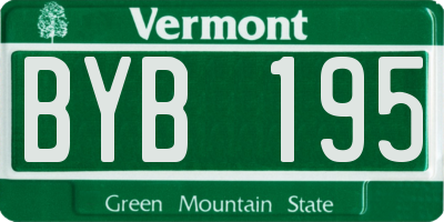 VT license plate BYB195