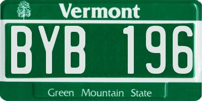 VT license plate BYB196