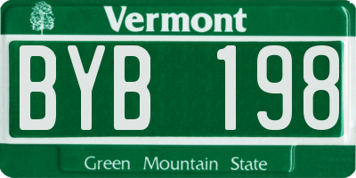 VT license plate BYB198