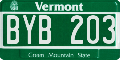 VT license plate BYB203