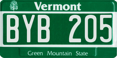 VT license plate BYB205