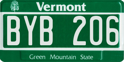 VT license plate BYB206