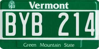 VT license plate BYB214