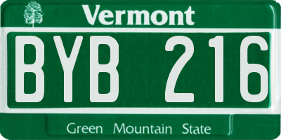 VT license plate BYB216