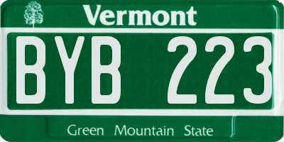 VT license plate BYB223