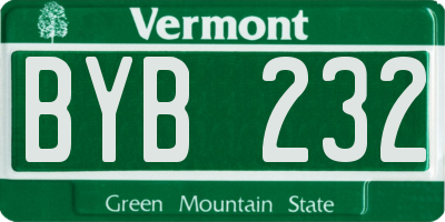 VT license plate BYB232