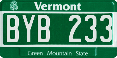 VT license plate BYB233