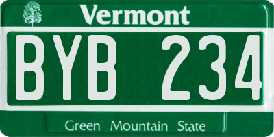 VT license plate BYB234