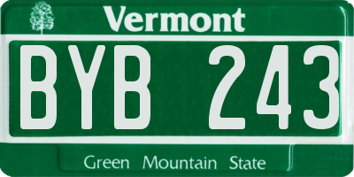 VT license plate BYB243