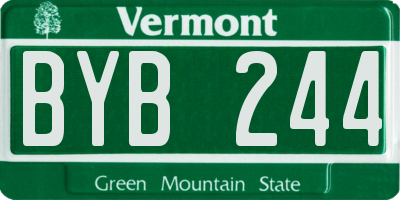 VT license plate BYB244