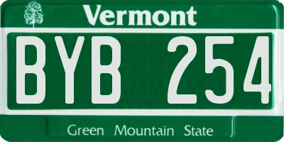 VT license plate BYB254