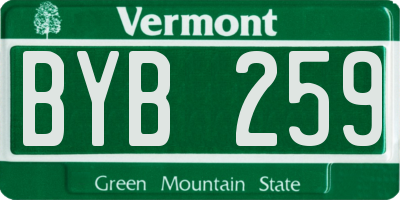 VT license plate BYB259