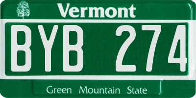VT license plate BYB274
