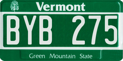 VT license plate BYB275