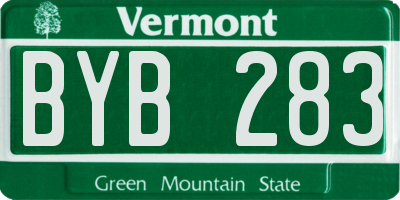 VT license plate BYB283