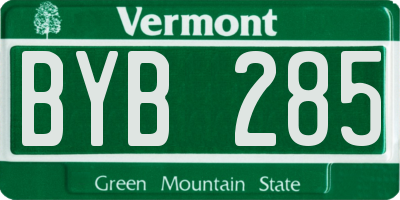 VT license plate BYB285