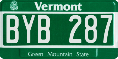 VT license plate BYB287