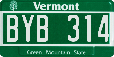 VT license plate BYB314