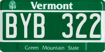 VT license plate BYB322