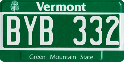 VT license plate BYB332