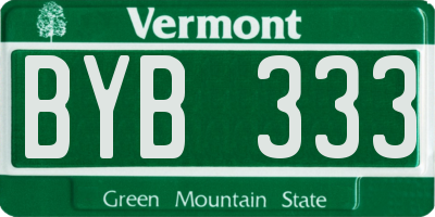 VT license plate BYB333