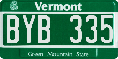 VT license plate BYB335