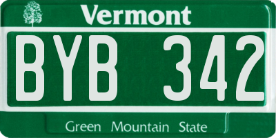 VT license plate BYB342