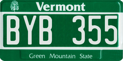 VT license plate BYB355