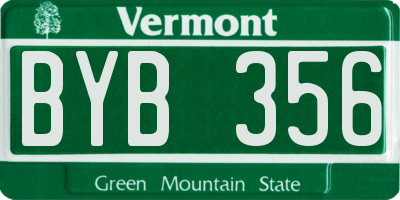 VT license plate BYB356