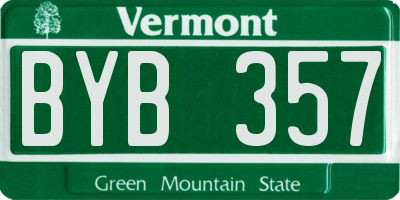 VT license plate BYB357