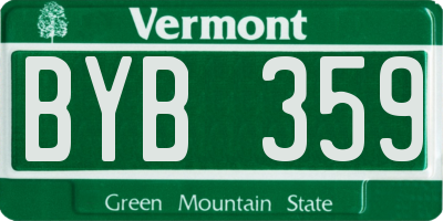VT license plate BYB359