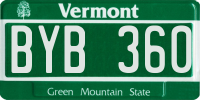 VT license plate BYB360