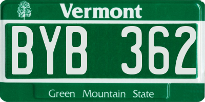 VT license plate BYB362