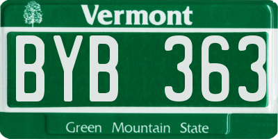 VT license plate BYB363